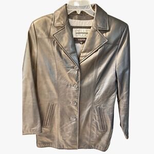 Pelle Studio Wilsons Leather Jacket Womens Medium Black Button Front‎ Career